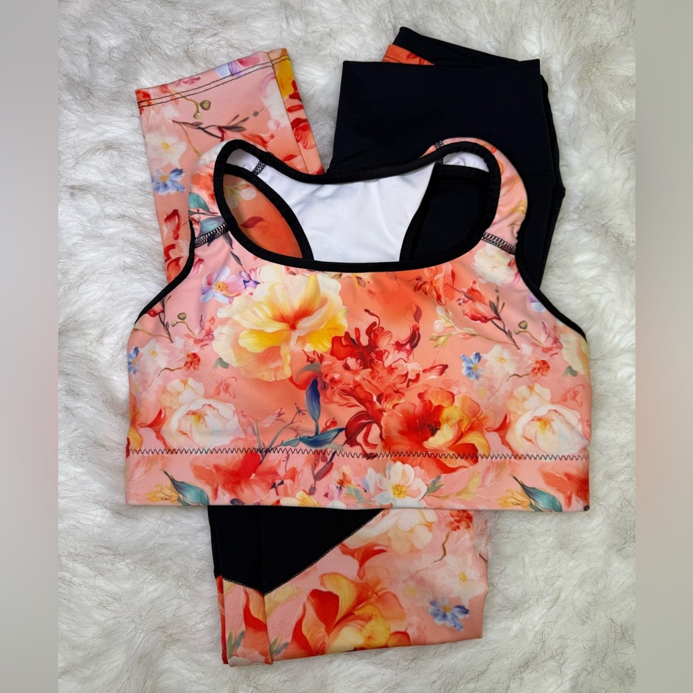 Floral Print Sports Bra and Leggings Set